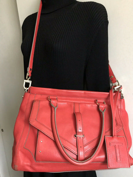 TORY BURCH Orange Leather Handbag W/ Crossbody Strap Msrp $490