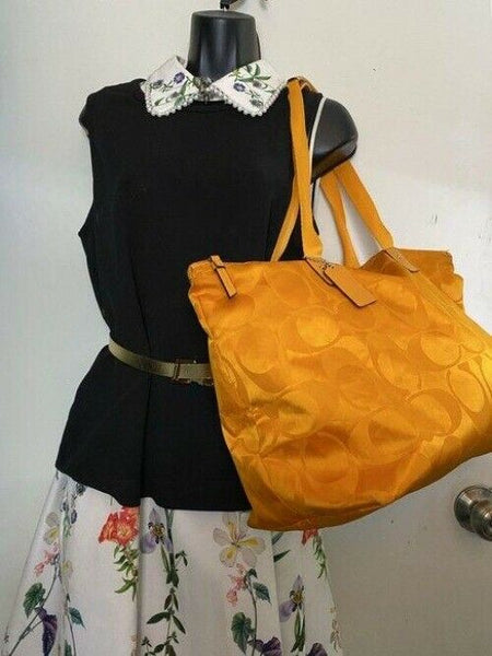 coach shopping xl orange fabric tote