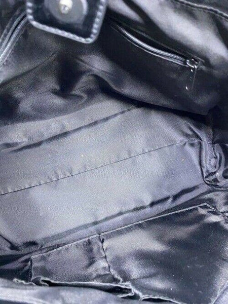 Harrods Shoulder Bag Black White Nylon Fabric Tote