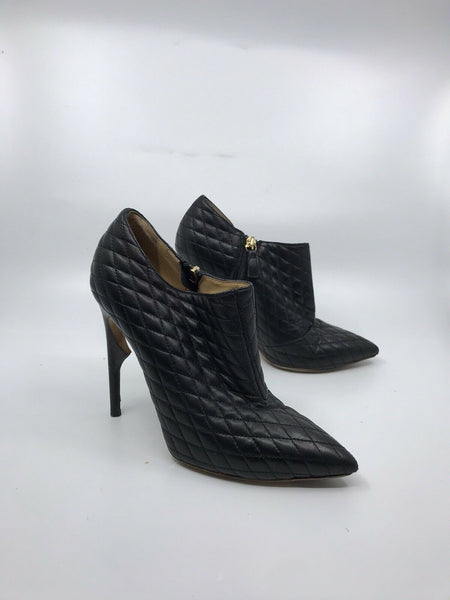 JEROME C ROUSSEAU Black Leather Quilted High Heel Boots 37