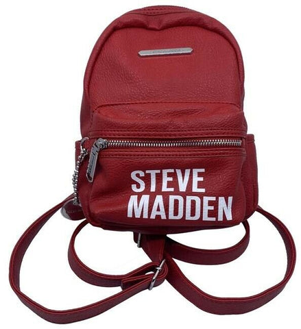 Steve Madden Mini Red Faux Leather Backpack