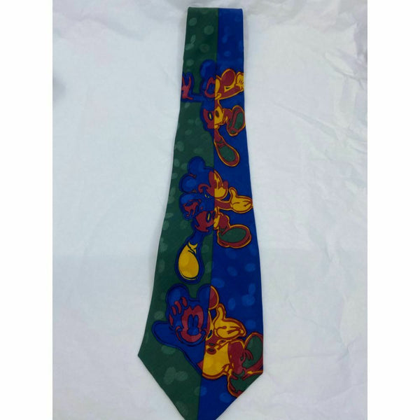 New! MICKEY MOUSE Disney Neck Tie Blue Green 100% Silk Handmade