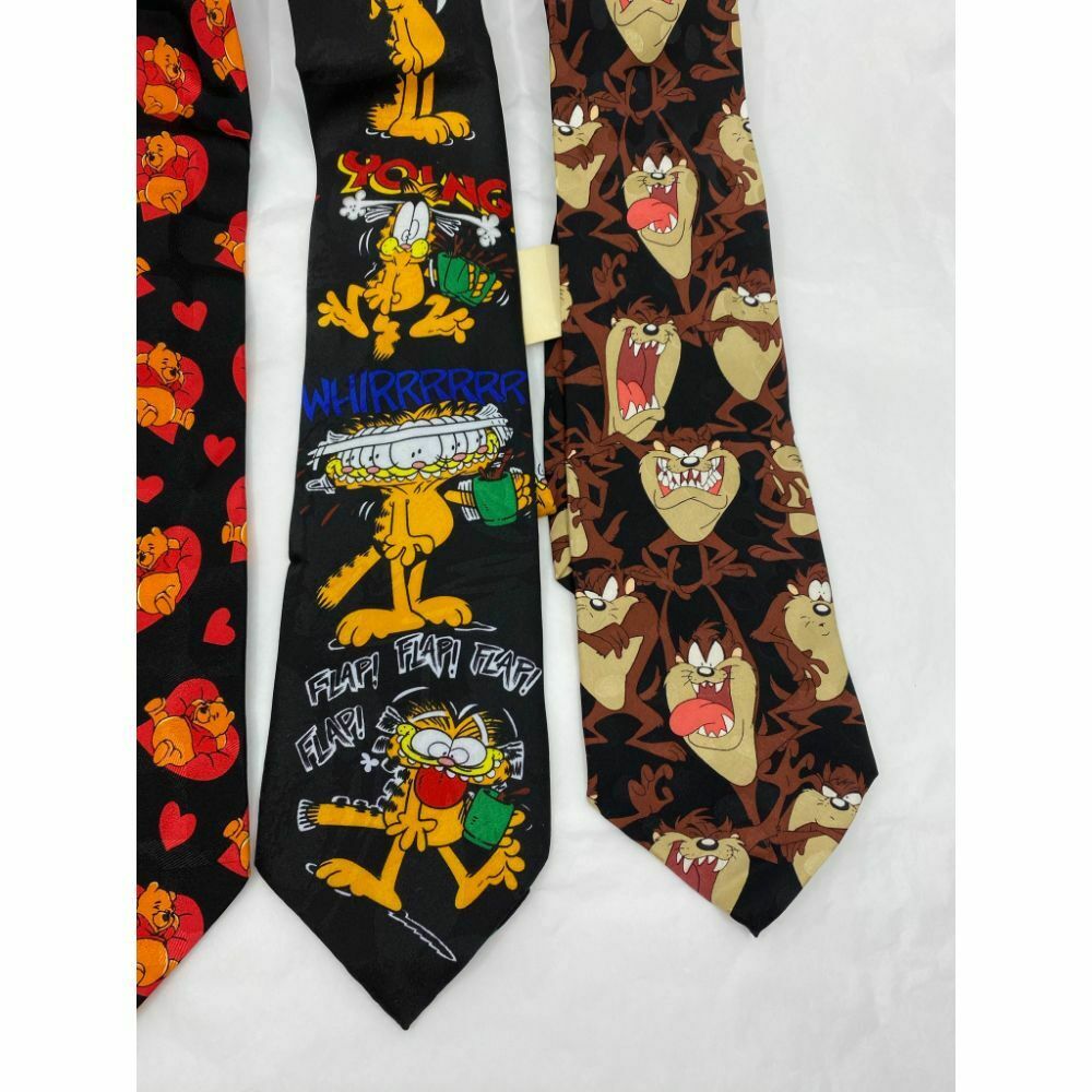 New Lot of 3 Neck tie Disney, Looney Tunes Black Red Yellow Total Msrp 75
