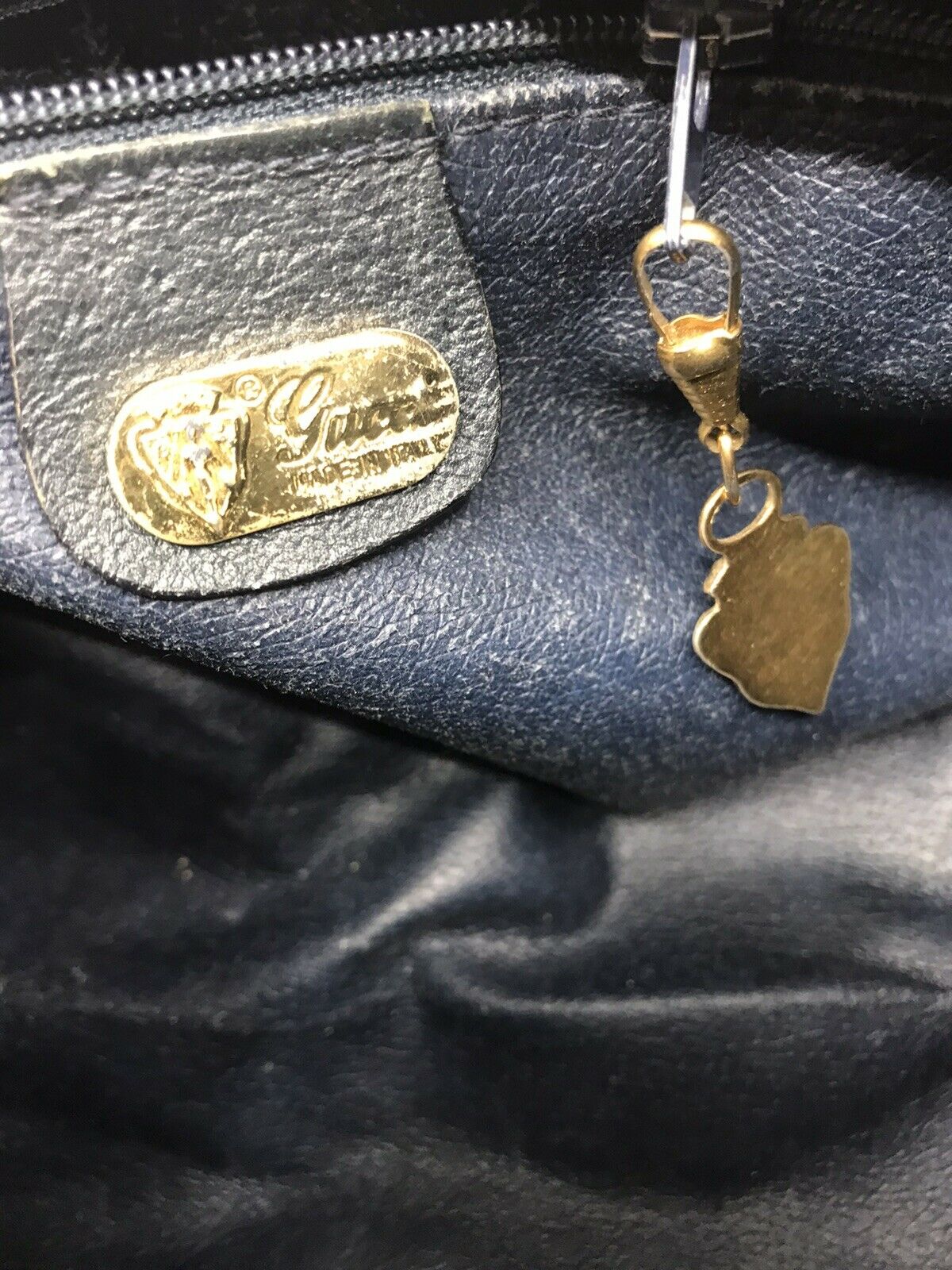 GUCCI Vintage Navy  Shoulder Bag All Over Signature