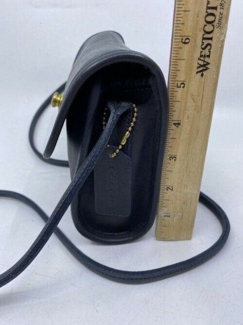 coach vintage flap navy leather cross body bag