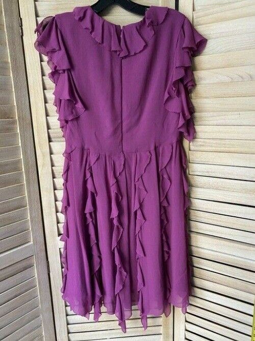 Nicole Miller Purple New Waterfalls Ruffles Msrp Small Short Casual Dress