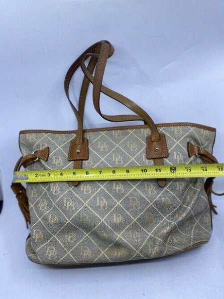 Dooney and Bourke shopping large gray brown fabric tote