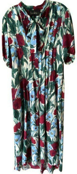 nicole miller blue red floral msrp long casual maxi dress