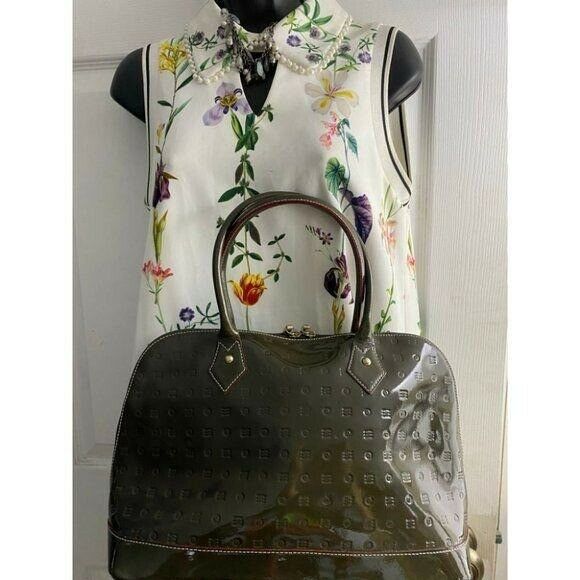 Arcadia Olive Patent Leather Handbag