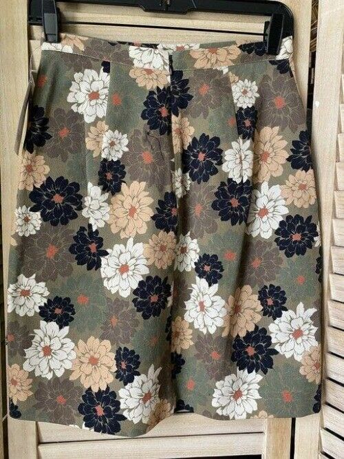 Nicole Miller white tan black floral msrp skirt