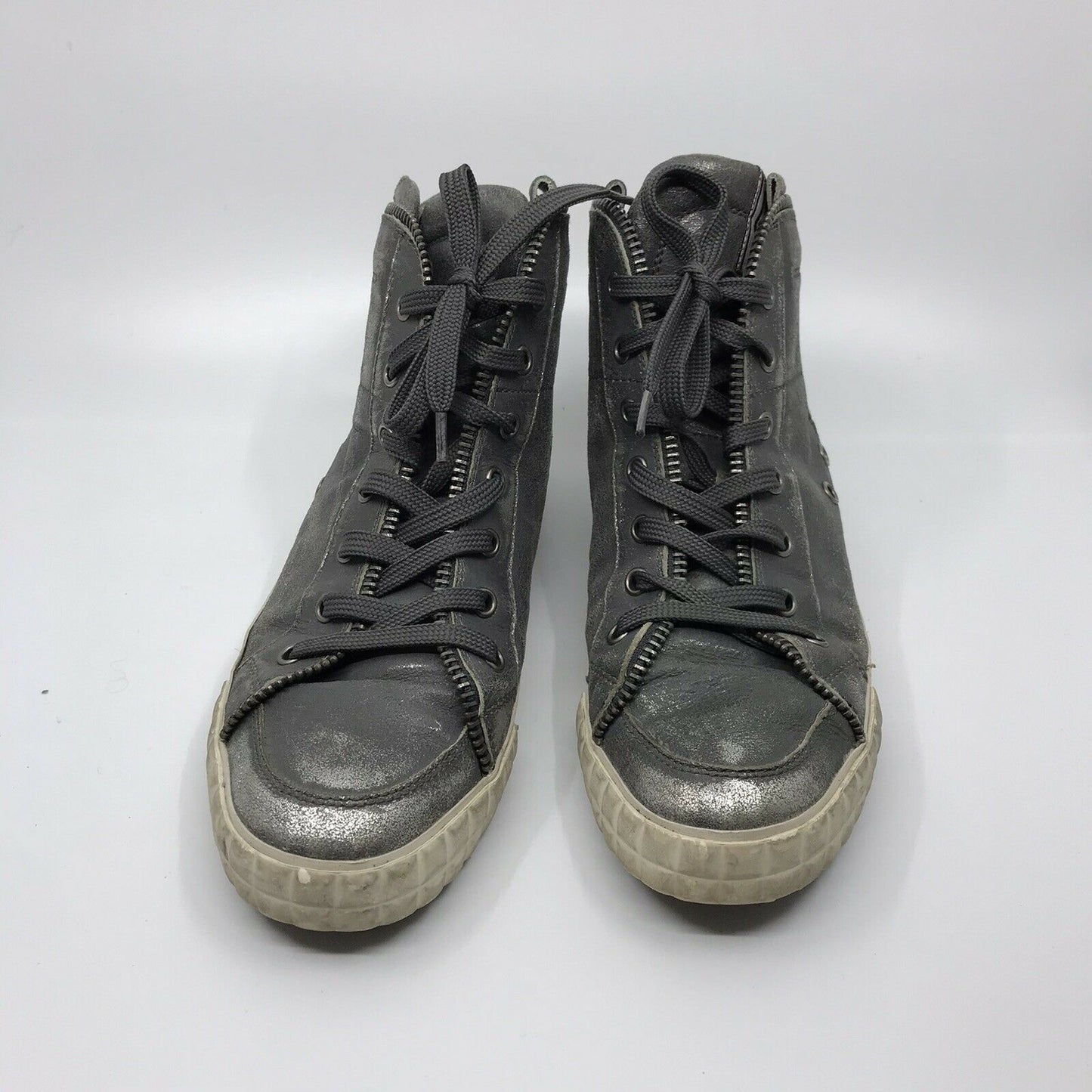 ASH Silver High Top Metallic Silver Sneakers size 10