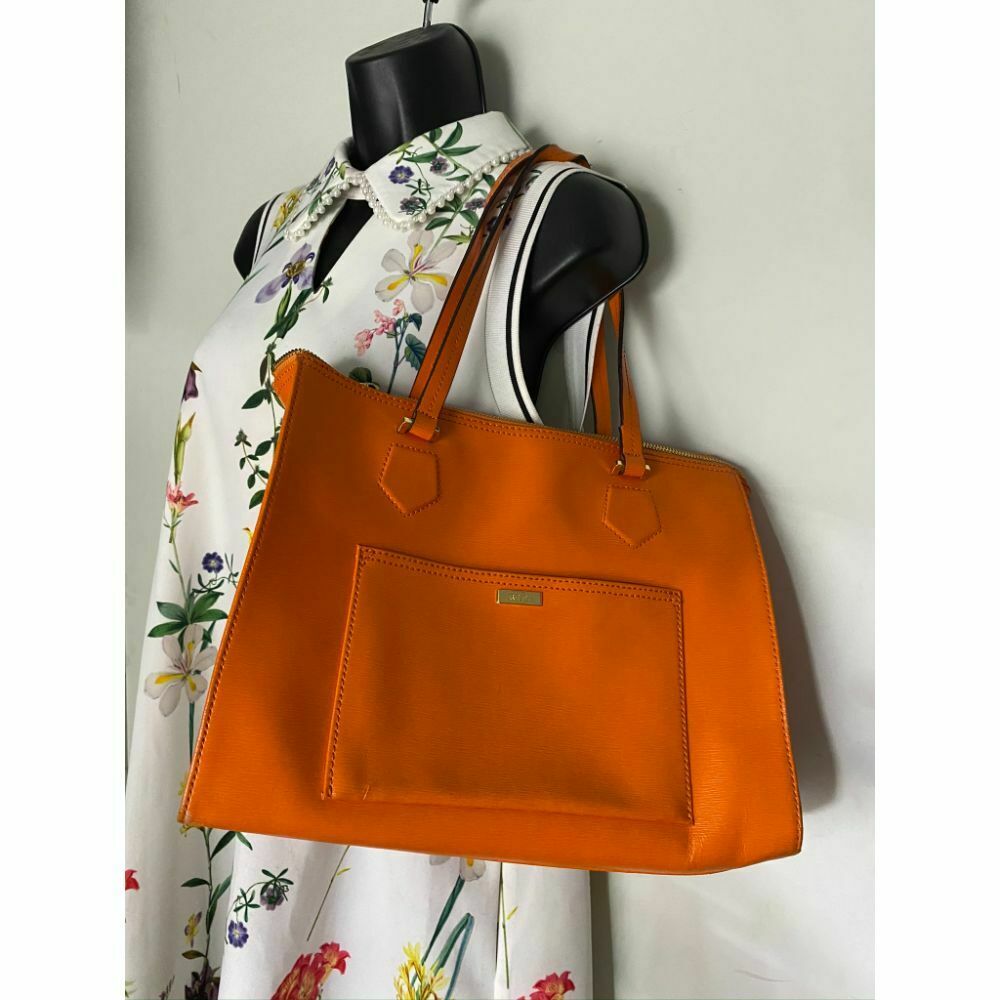 Lauren Ralph Lauren Orange Large Leather Shoulder Bag