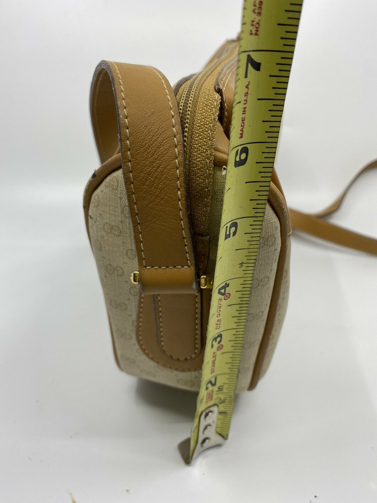 GUCCI Vintage Beige Coated Canvas/ Leather Crossbody