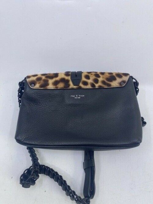 Rag And Bone Mini Enfield Genuine Calf Hair Leapord Leather Cross Body Bag