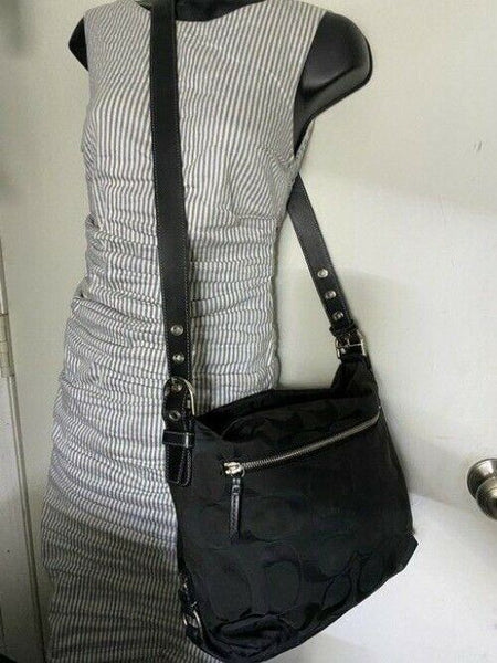 Coach Medium Tote Msrp Black Gray Jacquard Fabric Shoulder Bag