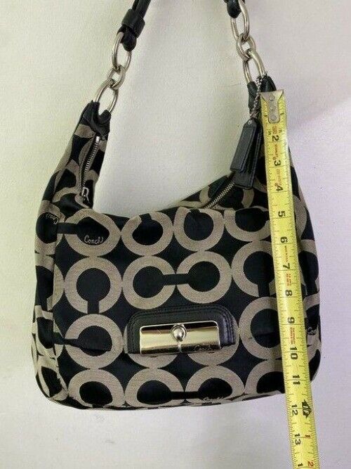 coach bag cream black fabric tote