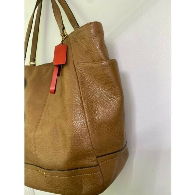 COACH XL Orange Leather Shopping Tote Bag