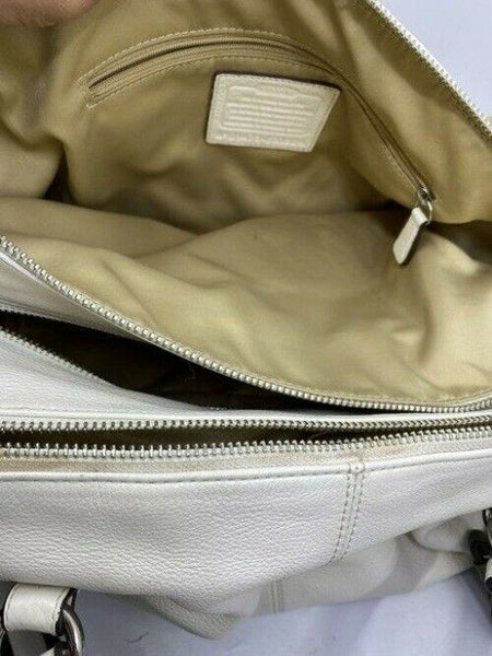 Coach w medium handbag w strap classic white leather shoulder bag
