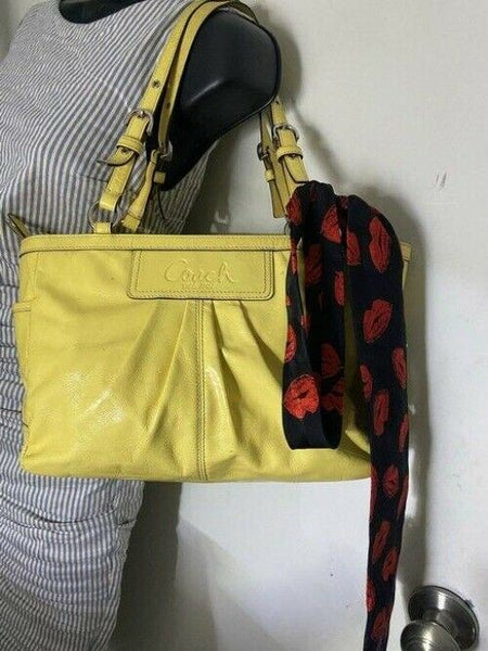 coach w w detachable specialty tie accent yellow shoulder bag