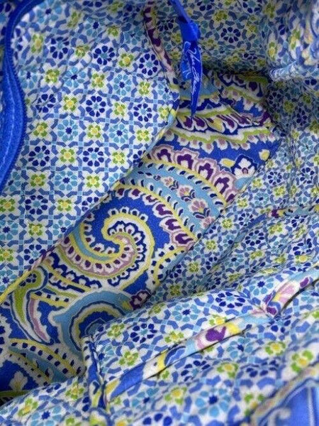 Vera Bradley Large Quilted Blue Purple Yellow White Shoulder Bag
