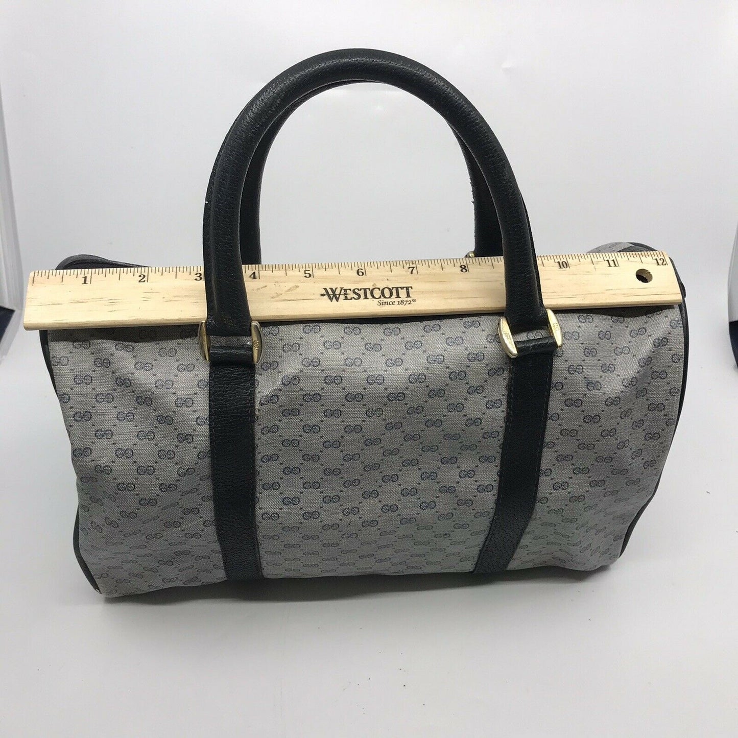 GUCCI Vintage Boston Bag Brown Coated Canvas