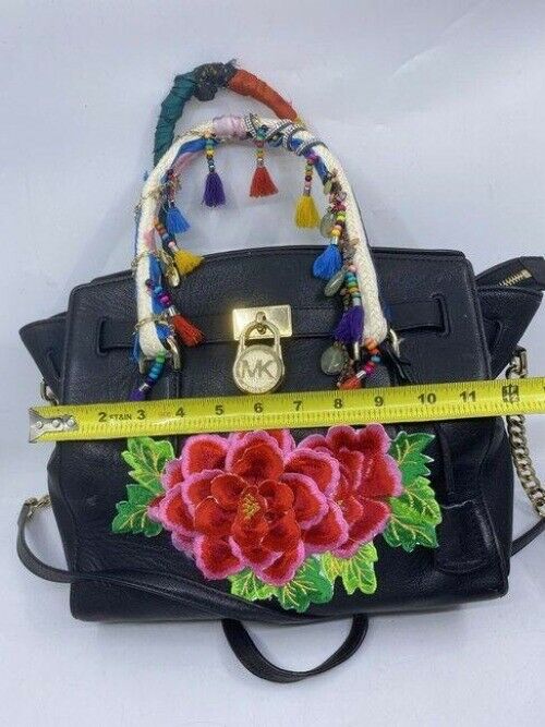 Michael Kors shoulder bag w handshoulder customized by me w applique black red g