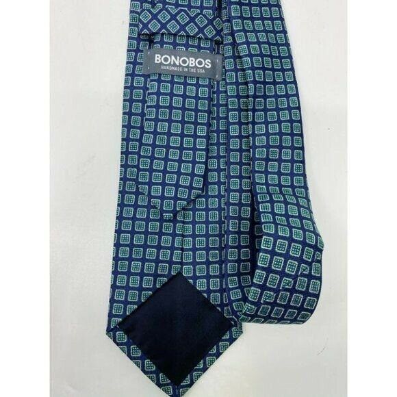 New! BONOBOS Navy Green Premium Neck Tie Handmade
