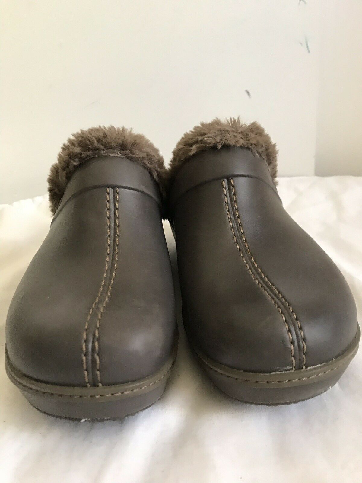 CROCS Brown Faux Fur Lined Clogs