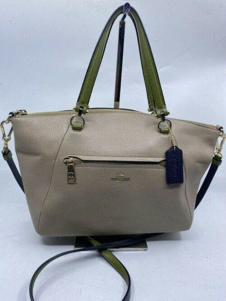 Coach prairie medium satchel tan leather cross body bag