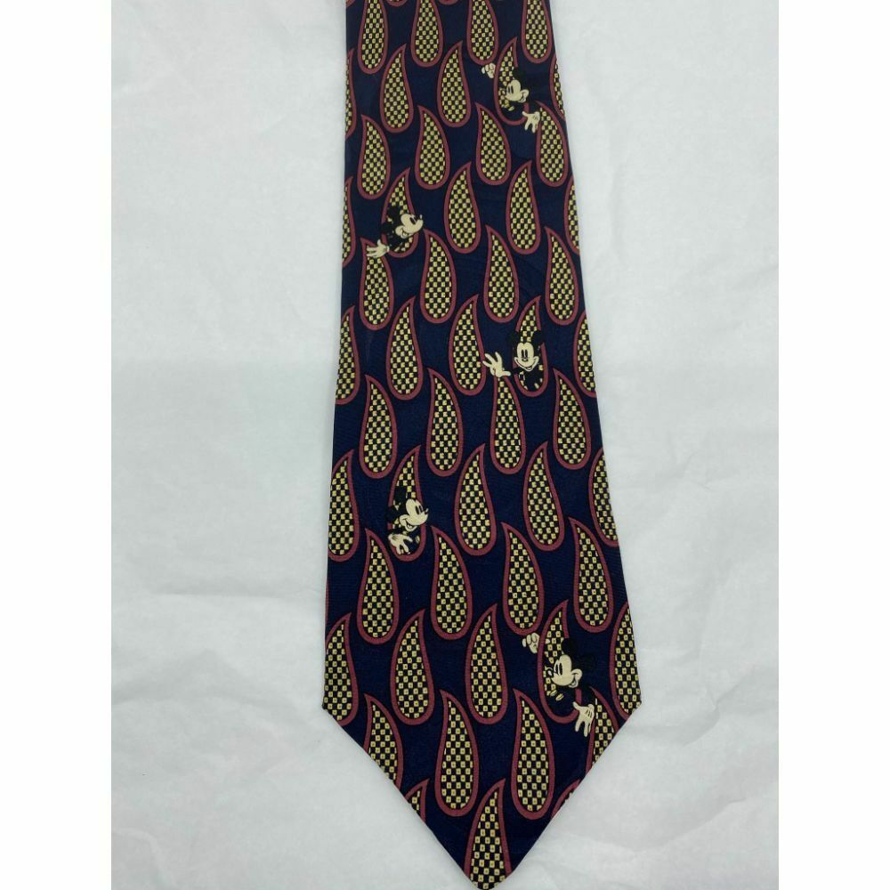 MICKEY MOUSE Disney Neck Tie Black Green Hand Made 100% Silk