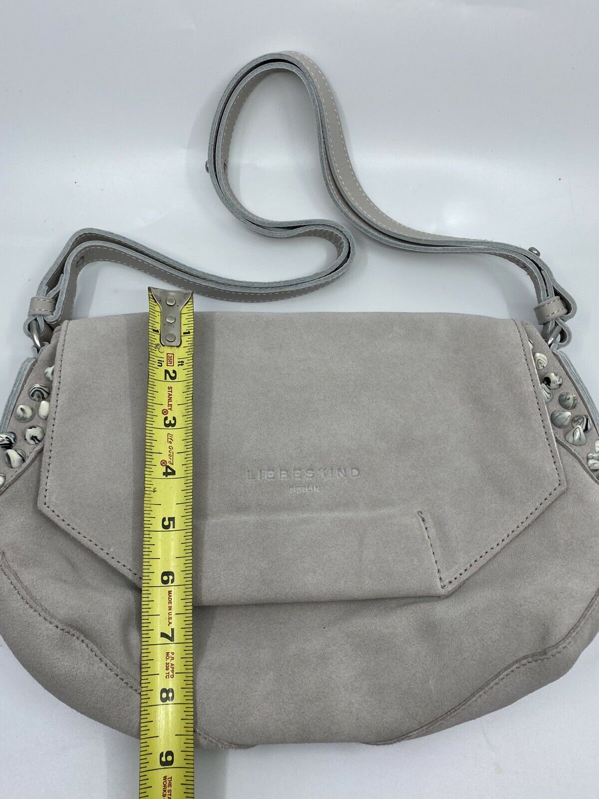 LIEBESKIND Grey Suede Leather Shoulder Bag