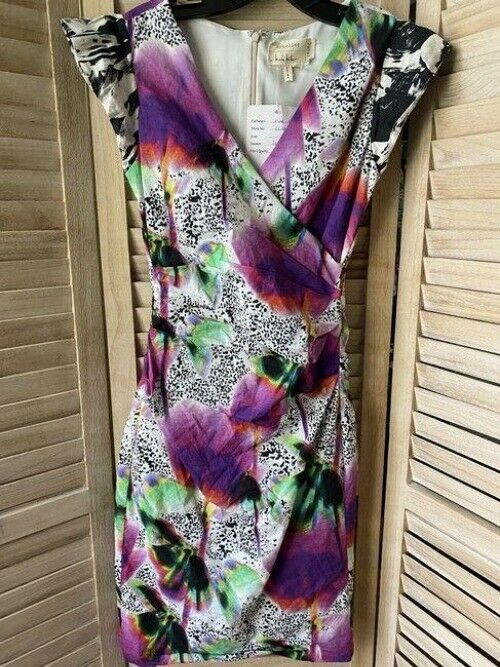 Nicole Miller multi color metal sheath small short formal dress