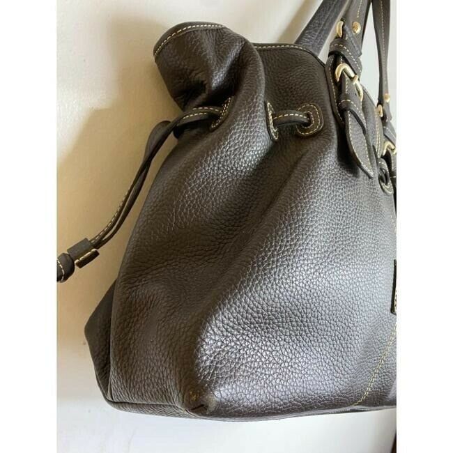 dooney and bourke large brown leather shoulder bag