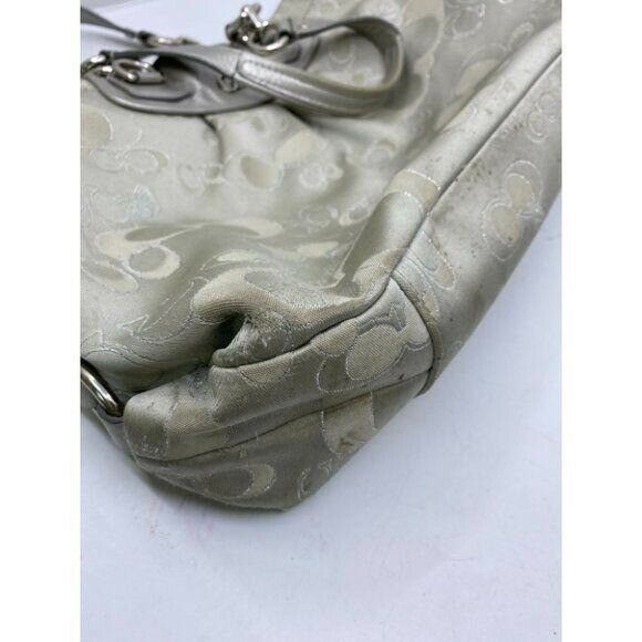 COACH Large Silver Jacquard Fabric Tote Bag