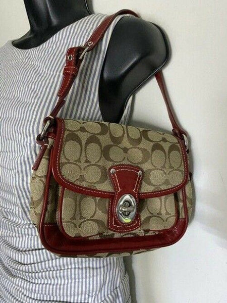 Coach Small Red Tan Hobo Bag