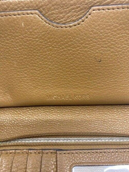 Michael Kors Soft Device Card Coin And Id Holder Brown Leather Wristlet