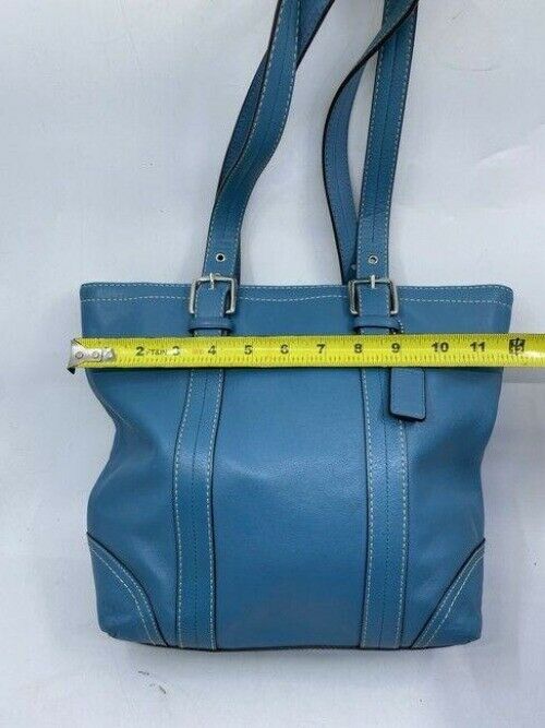 coach large blue leather shoulder bag