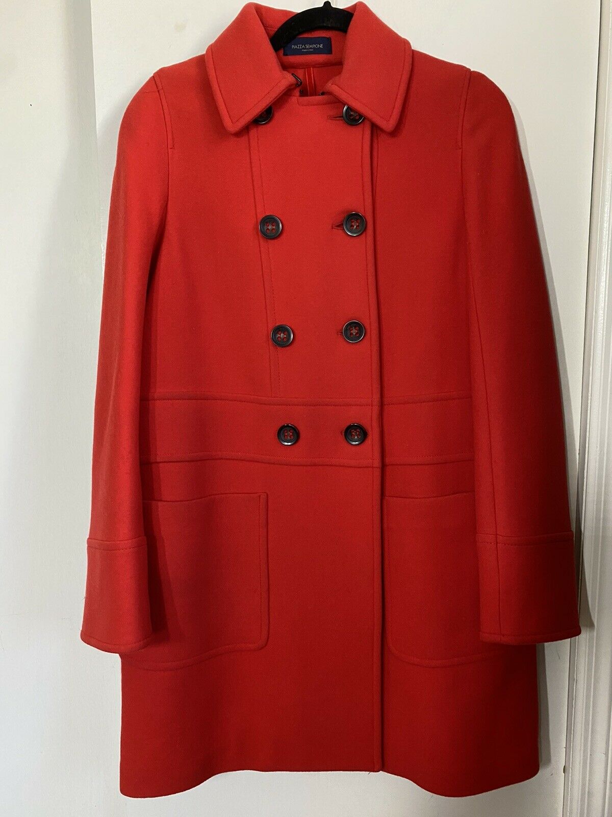 Msrp 2,500 PIAZZA SEMPIONE Red  Coat Size 40 Small