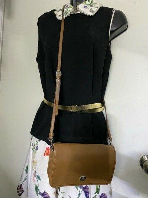 coach vintage caramel leather cross body bag