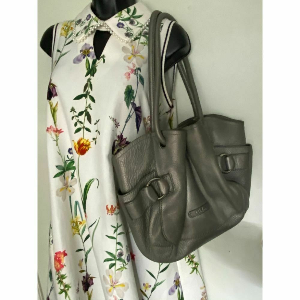 COLE HAAN Gray Large Leather Tote/ Shoulder Bag Msrp 350