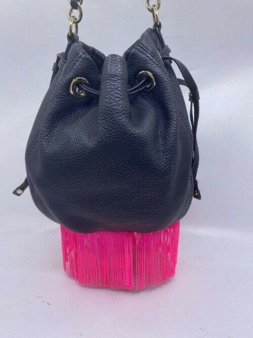 kate spade w hand shoulder customized by me w applique black pink shoulder bag