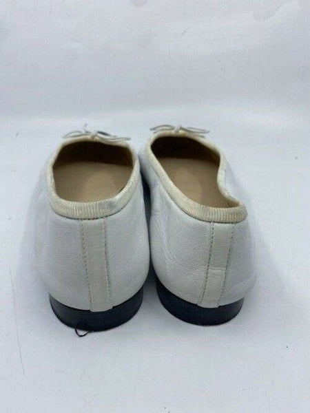 Chanel black white white leather cap toe ballerina flats size eu