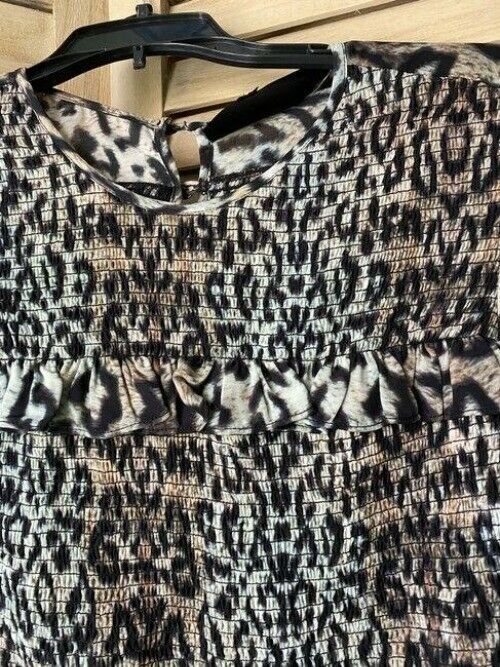 Nicole Miller Black Green Gray Small Msrp Blouse