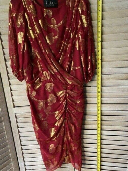 nicole miller red gold msrp long casual maxi dress