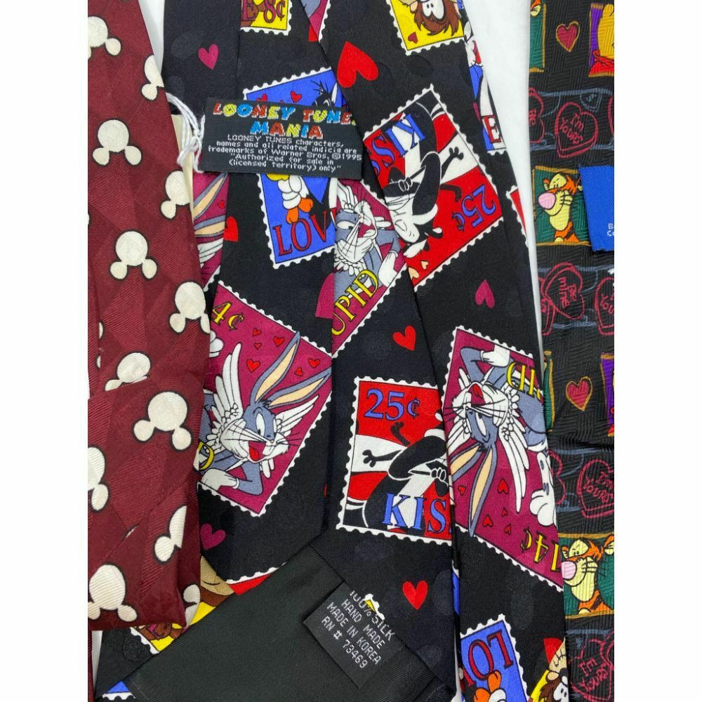 New Lot of 3 Neck tie Disney, Looney Tunes Black Red White Total Msrp 75