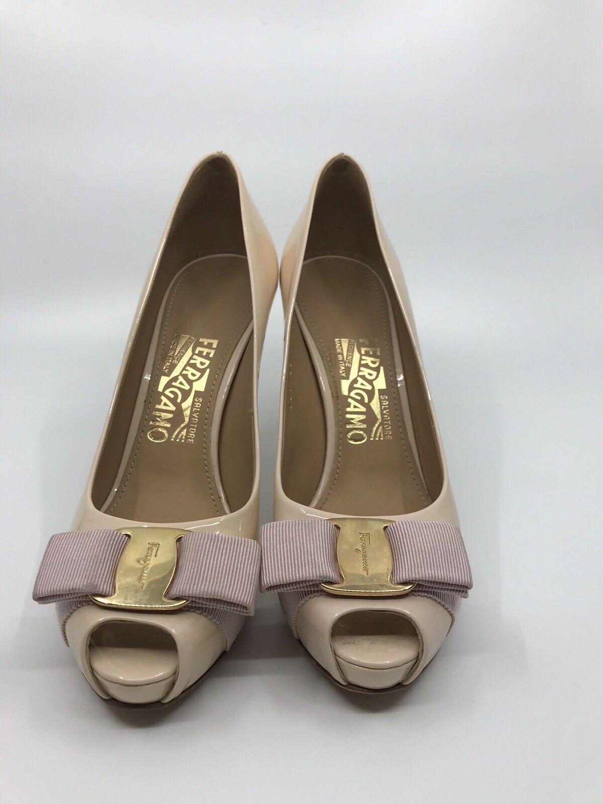 SALVATORE FERRAGAMO Peep Toe Bow High Heel Pump