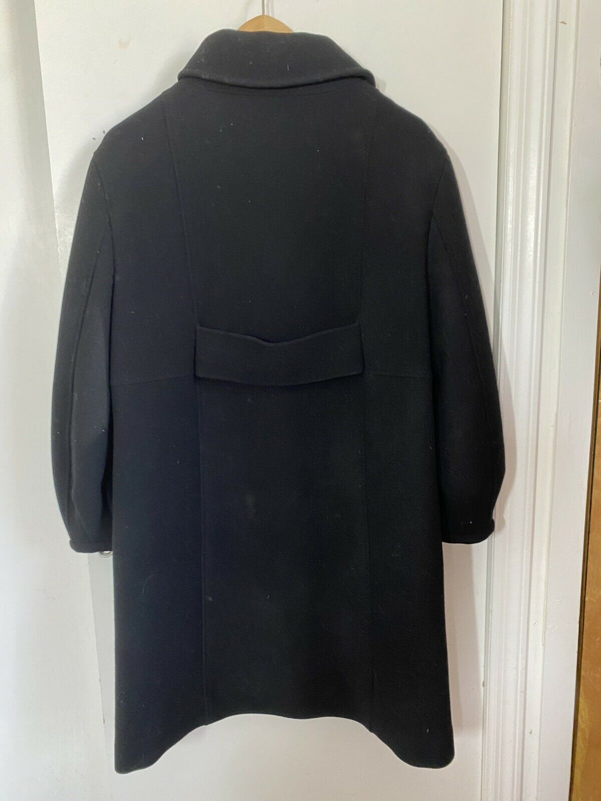 Msrp 2,400 PIAZZA SEMPIONE Black Wool Pea coat Jacket size 42 Small 6