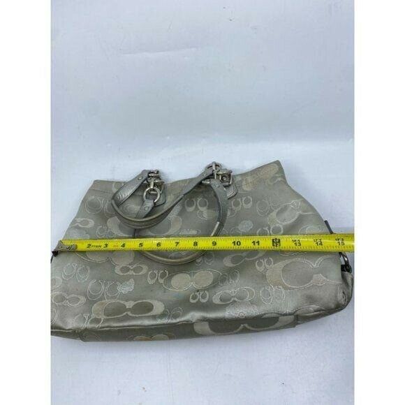 COACH Large Silver Jacquard Fabric Tote Bag