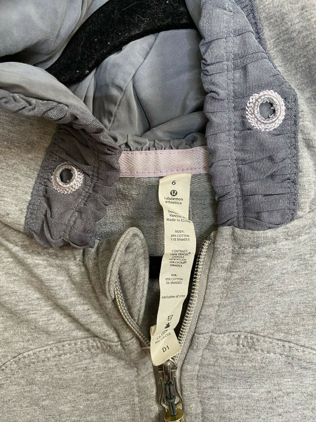 LULULEMON Womens Gray Long Sleeves Stylish Hoodies Size: 6