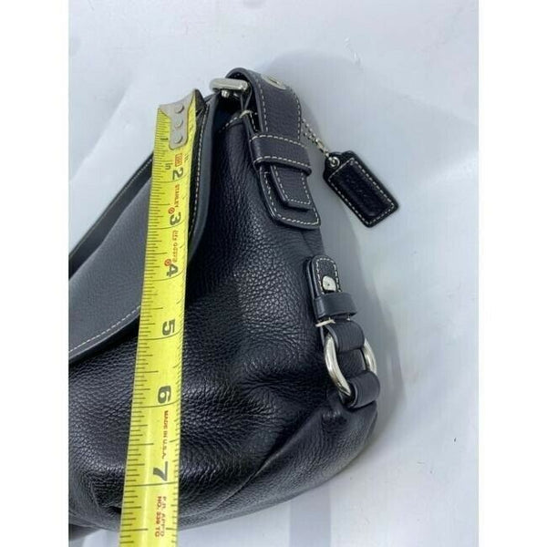 coach medium w adjustable strap black leather cross body bag